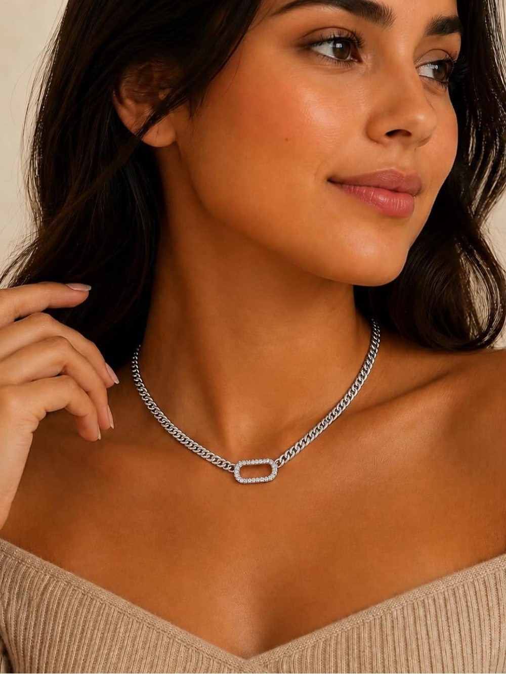 Luxury Pave Crystal Link Chain Necklace